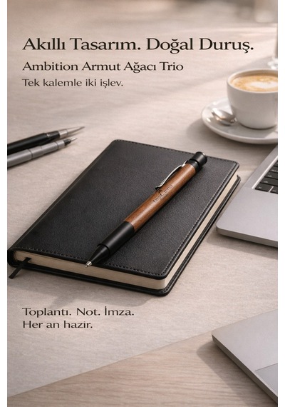 Ambition Trio Armut Ağacı Çok Fonksiyonlu Premium Kalem 0.7 Mm Versatil + Tükenmez, Ahşap Gövde Diğer