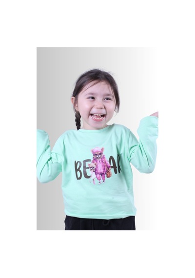 Fyk Kids Kız Çocuk Basic Uzun Kol Tişört Yeşil1 Yeşil