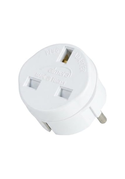 İngiliz Priz Adaptörü, Uk Fiş Dönüştürücü, Topraklı Seyahat Adaptörü Türkiye Tipi Cihazlar İçin 3500w Güç, Tse & Ce Sertifikalı Yanmaz Gövde - İngiltere Dubai Hong Kong Singapur  Almera