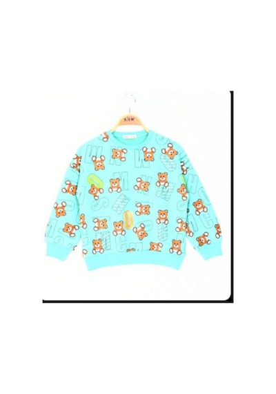 Toontoy Kız Çocuk Harf Baskılı Sweatshirt Su Yeşil