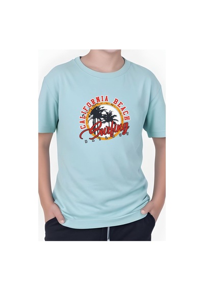 Play Ball Baskılı Erkek Çocuk Kısa Kollu Çift Cepli Kapri Alt-üst Takım Mavi
