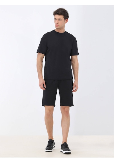 Kip Siyah Bisiklet Yaka T-shirt Siyah