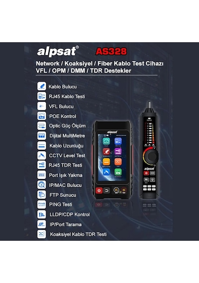 Alpsat As328 Rj45 Fiber Optik Çok Fonksiyonlu Ethernet İnternet Kablo Test Cihazı