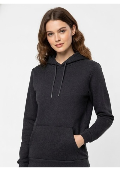 Süvari Oversize Geniş Kesim Pamuklu Yumuşak Dokulu Içi Polarlı Basic Kapüşonlu Sweatshirt Antrasit S08