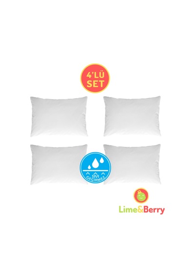 Lime&berry 4'lü Yastık Koruyucu, Sıvı Geçirmez Yastık Alezi, 50 X 70 Cm Beyaz
