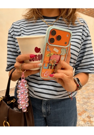 Les Petites Mains Akrilik Şeffaf Pembe Boncuk Anahtarlık