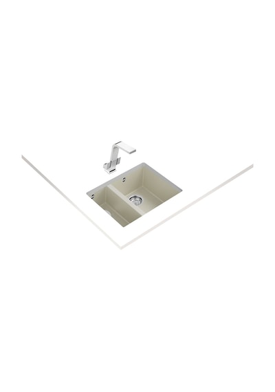 Teka Square 560 Tg Çift Hazneli Tezgahaltı Tegranite Eviye - Parlak Krem - 115260032