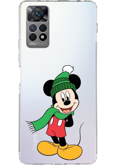 Xiaomi Redmi Note 11s Uyumlu Kamera Korumalı Kapak Mickey Mouse Tasarımlı Şeffaf Kılıf Şeffaf