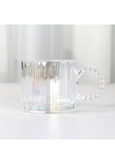 Kristal Cam Bardak Seti, 300ml, 6 Parça, Boncuk Kulplu Diğer