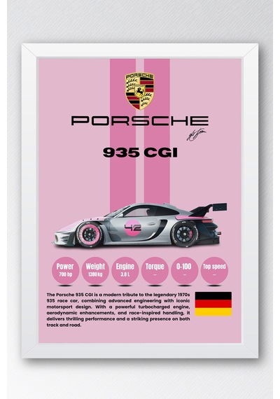 Porsche 935 Cgı Premium Yarış Arabası Çerçeveli Tablo - Teknik Özellikli Modern Tribute Duvar Dekoru Beyaz Porsche 935 Cgı Premium Yarış Arabası Çerçeveli Tablo - Teknik Özellikli Modern Tribute Duvar Dekoru Beyaz