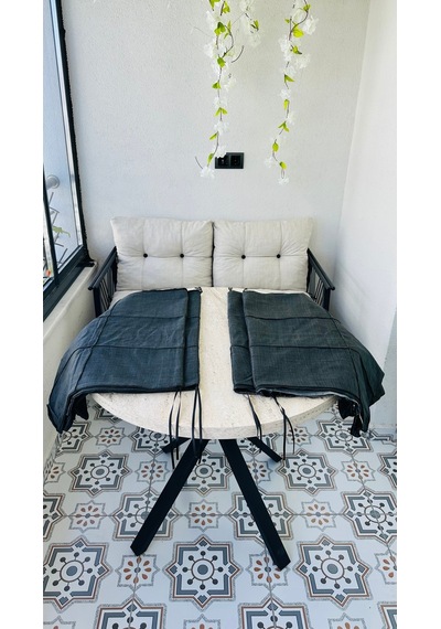 Bahçe Balkon Takımı Minder Kılıf Takımı 4 Adet Antrasit