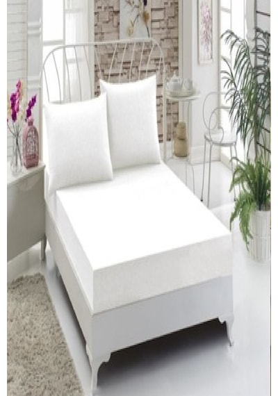 Altın Karma Çift Kişilik İnce Penye Lastikli Çarşaf 150x200 Cm 2 Adet Yastık Kılıflı Beyaz