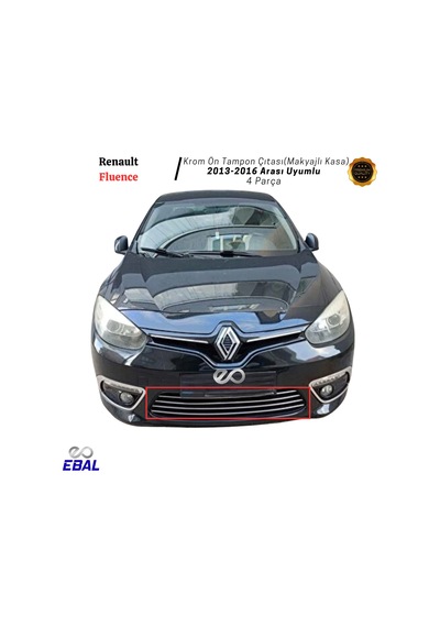 Renault Fluence Krom Ön Tampon Çıtası 4 Parça 2013-2016 P.çelik Makyajlı Kasa