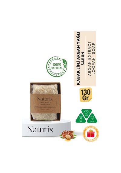 Kabak Lifli Argan Yağlı Sabun 130 Gr Peeling Etkili, Nemlendirici Ve Arındırıcı Sabun Argan