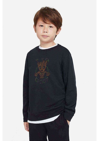 Tshirthane I Am Groot Sarmaşık Baskılı Unisex Çocuk Siyah Sweatshirt Siyah