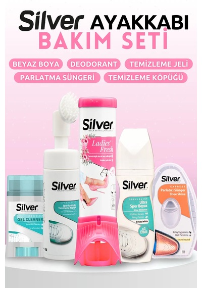 Silver Kadın Ayakkabı Bakım Seti - Deodorant - Köpük - Ultra Beyaz Boya Beyaz