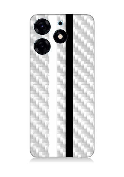 Tecno Spark 10 Pro Uyumlu Silikon Kılıf Siyah Beyaz Metal Motif