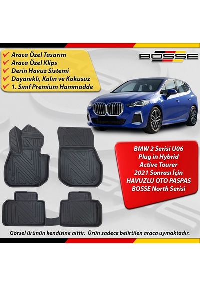 Bmw 2 Serisi Active Tourer Paspas U06 Araca Hybrid 2021 Sonrası Derin Havuzlu Paspas Serisi
