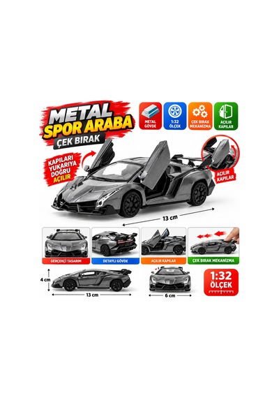 Storeşahin Çek Bırak Gri Metal Spor Araba Sl6607b Shn0720