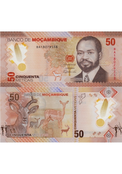Mozambik 50 Metıcaıs 2024 Büyük Kudu Temalı. Polymer. Çil Kondisyon.