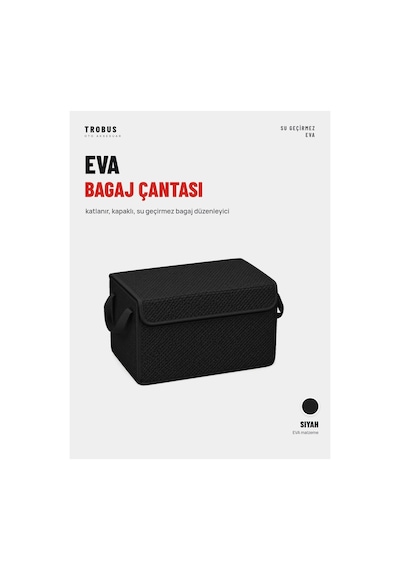 Trobus Eva Bagaj Çantası Organizer Katlanır, Kapaklı Siyah