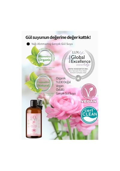 Akita Doğal Yağı Alınmamış Mini Gül Suyu 50 ML