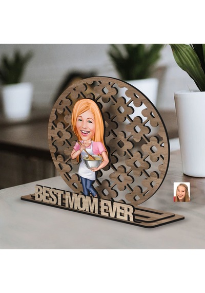 Bk Gift Kişiye Özel 3 Katmanlı Anne Karikatürlü Ahşap Biblo-12 Anneye Hediye, Anneler Günü Hediyeleri Kobitmeyen138168 Bk Gift