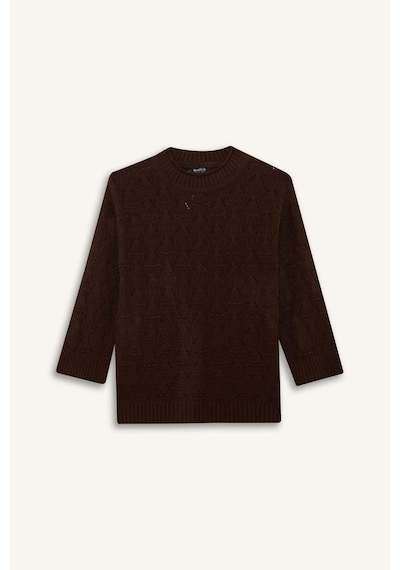 Defacto Regular Fit Bisiklet Yaka Ajurlu Triko Tunik G0710ax25wnbn330 Kahve-bn330