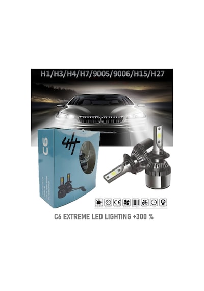 H1 Led Xenon Far Ampulu Şimşek Etkili 6500 Kelvin 8000 Lümen
