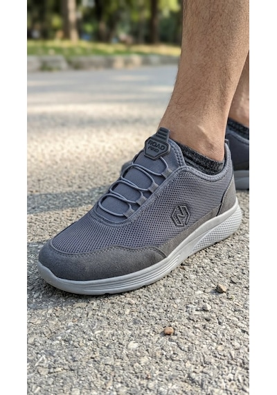 Stil Shoes Erkek Spor Ayakkabı Ortopedik Hafif Rahat Şık Esnek Kullanışlı Fileli Spor Gri