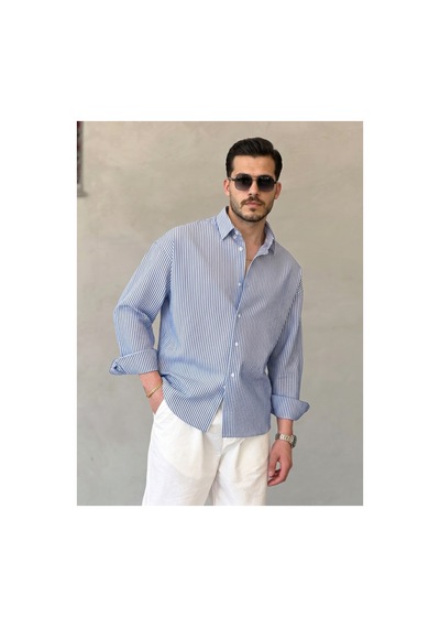 Butik İstanbul Erkek İnce Çizgili Gofre Kumaş Rahat Kalıp Gömlek Lacivert Butik İstanbul Erkek İnce Çizgili Gofre Kumaş Rahat Kalıp Gömlek Lacivert