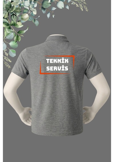 Dafri Teknik Servis Baskılı Polo Yaka Tişört Gri