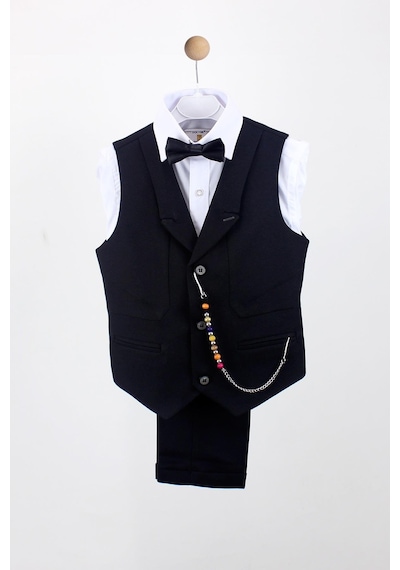 Doctor Junior Erkek Çocuk Yakalı Yelek Pantolon Takım Siyah