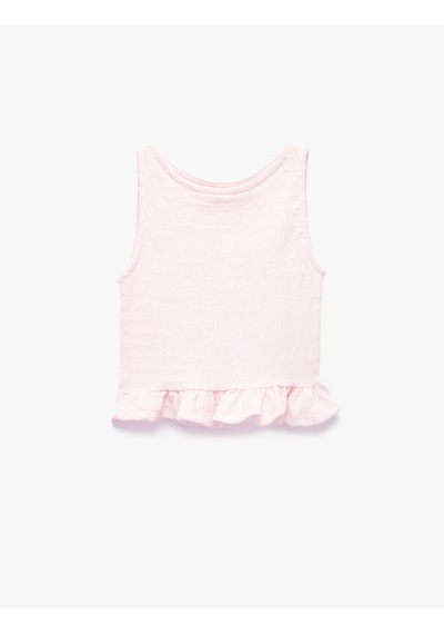 Koton Bisiklet Yaka Kolsuz Fırfır Detaylı Bluz Pembe 6skg60122ak Gül