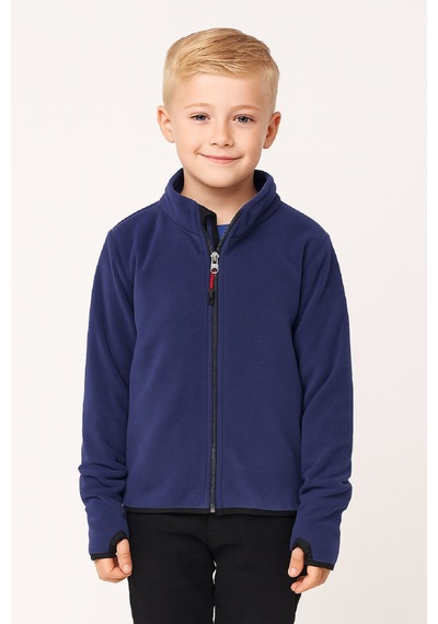 Monox Çocuk Unisex Parmak Geçmeli Polar Ceket Saks