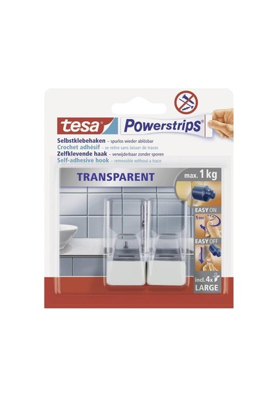 Powerstrips Şeffaf Askı, Beyaz