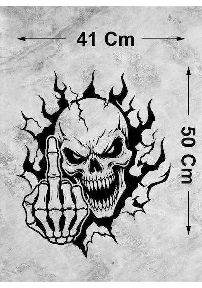 İskelet Kurukafa Sticker - İskeletor Kurukafa Kuru Kafa Sticker - Araba Oto Motosiklet Karavan Cam Laptop Sticker - 00352 50x41 Cm