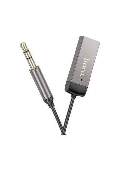 Hoco. E78 Tak Çalıştır Bt Alıcılı 3.5mm Esnek Aux Kablo - Gri
