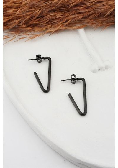 Kadın 316l Paslanmaz Çelik Basic Geometrik 3 Cm V Model Küpe Çok Renkli