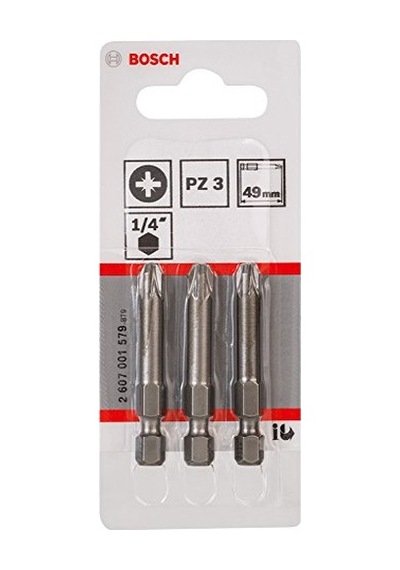 Professional Bit Ekstra Sert Pozidriv Yıldız Vidalar İçin Pz3, Uzunluk: 49 Mm, 3 Adet , 2607001579