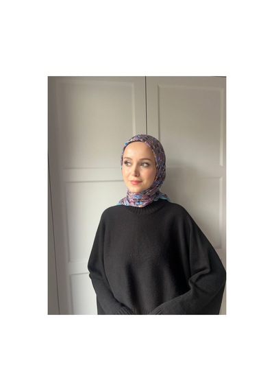 Moda Kaşmir Moonlit Desen Bambu Eşarp Gökmavi