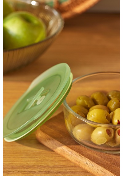 Karaca Green Yuvarlak Cam Saklama Kabı 300 Ml Yeşil