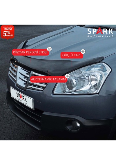 Nissan Qashqai 2007-2010 Yıl Aralığı Uyumlu Kaput Rüzgarlığı 3mm