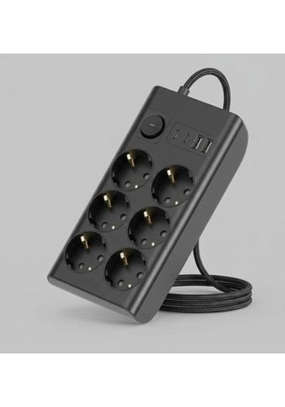 Akım Korumalı 6 Lı Priz 2xusb 2xtype-c Çıkış Yüksek Gerilim Koruma Çoklu Priz Çoğaltıcı 2 M