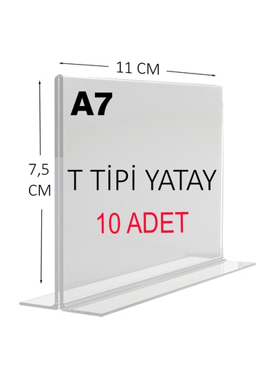 Heroglas 10adet A7 T Tipi Yatay Masa Üstü Şeffaf Pleksi / Föylük-fiyatlık-menü-broşürlük