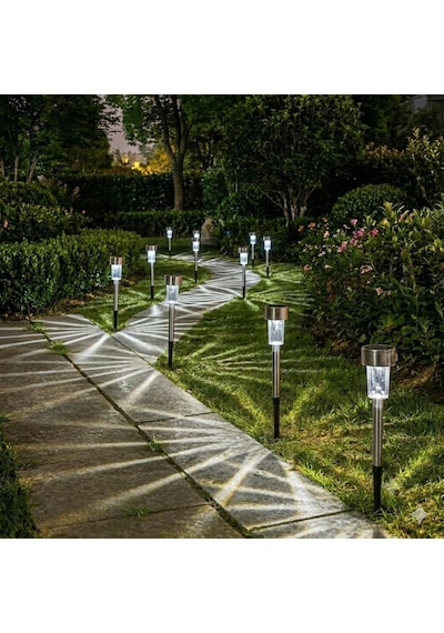 Senon 10'lu Metal Gövdeli Güneş Enerjili Led Bahçe Aydınlatması Solar Lamba Dekoratif Saplama Bahçe Yol Lambası Diğer