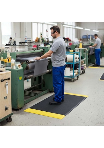 FlorONE Anti-Fatigue Mat Yorgunluk Önleyici İş Yeri Paspası Sarı Şeritli 90 x 150