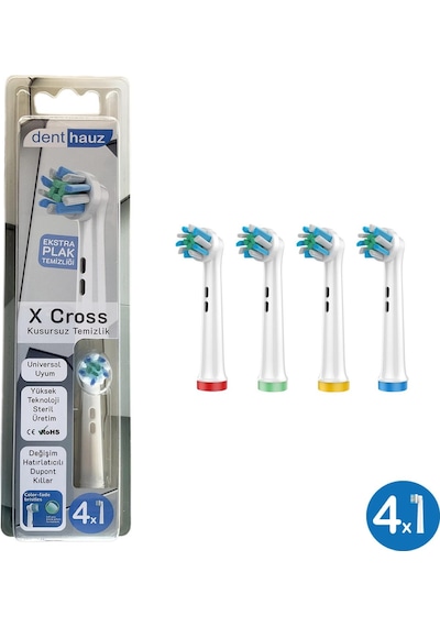 X Cross + Charcoal Yumuşak Oral-b Uyumlu Yedek Diş Fırçası Başlıkları