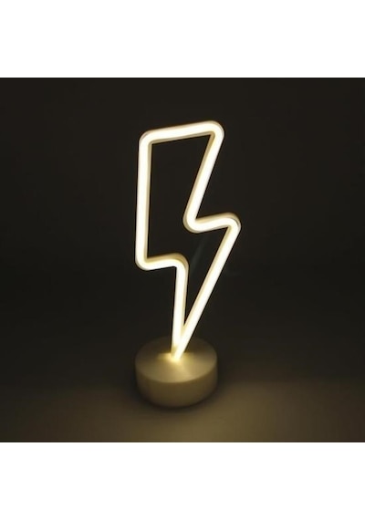 Buffer Dekoratif Şimşek Şeklinde Pilli Neon Led Lamba Süs Masa Lambası