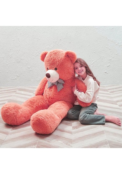 130 Cm Papyonlu Sevimli Peluş Ayı - Sevgiliye Özel Hediye Nar Çiçeği